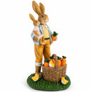 Father & Child Easter Bunny Figurine – Spring Rabbit Statue with Carrots and Chicks Spring Decor 11 Inches Tall
