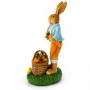 Father & Child Easter Bunny Figurine – Spring Rabbit Statue with Carrots and Chicks Spring Decor 11 Inches Tall