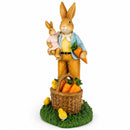 Father & Child Easter Bunny Figurine – Spring Rabbit Statue with Carrots and Chicks Spring Decor 11 Inches Tall