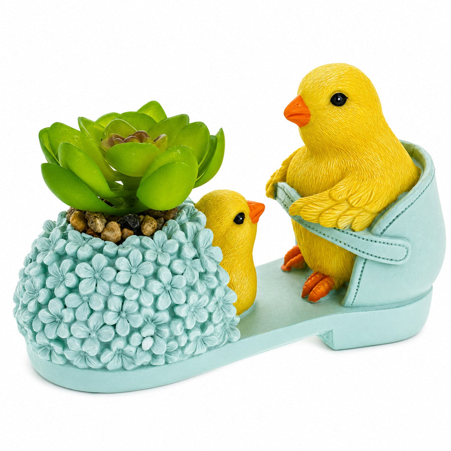 Wooden-Style Easter Chick Planter - 3.4