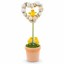 Easter Chick Heart Egg Topiary Figurine - Tabletop Spring Decor 12.5 Inches