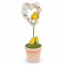 Easter Chick Heart Egg Topiary Figurine - Tabletop Spring Decor 12.5 Inches