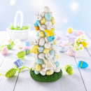 Easter Bunny Climbing Egg Tower Playful Rabbit Figurine for Spring Decor 10.6 Inches