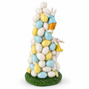 Easter Bunny Climbing Egg Tower Playful Rabbit Figurine for Spring Decor 10.6 Inches