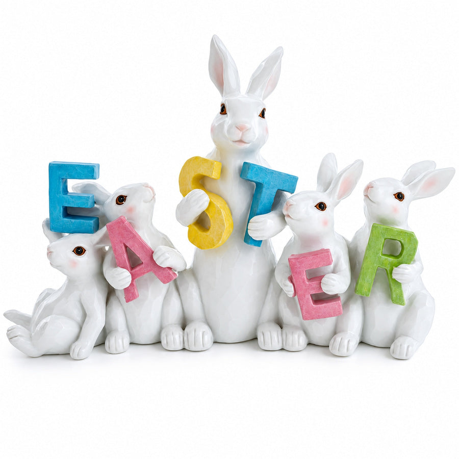Wooden-Style Easter Bunny Figurine - 8.7
