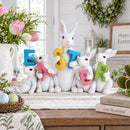 Wooden-Style Easter Bunny Figurine - 8.7" Tall Spring Letter Mantel Decor