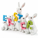 Wooden-Style Easter Bunny Figurine - 8.7" Tall Spring Letter Mantel Decor
