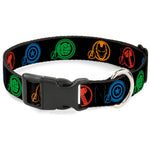 Plastic Clip Collar - Marvel Avengers Superhero Logos Black/Multi Color