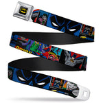 Batman Full Color Black Yellow Seatbelt Belt - Batman & Joker Comic Strip Webbing