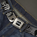 Batman Black Silver Seatbelt Belt - BATMAN w/Bat Signals & Flying Bats Black/White Webbing