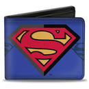 Bi-Fold Wallet - Superman Shield Centered Shield Stripe Blues