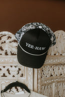 Yee Haw Black Cow Mesh Trucker Hat