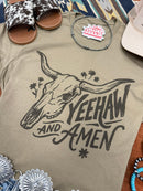 Yeehaw and Amen Longhorn Graphic Tee