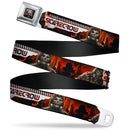 SCARECROW Arkham Knight Skull Icon Full Color Reds Seatbelt Belt - SCARECROW Arkham Knight Profile/2-Poses Orange/Black/White Webbing