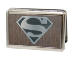 Business Card Holder - LARGE - Superman Logo Marquetry Black Walnut Metal