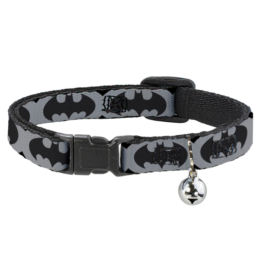 Cat Collar Breakaway - Bat Signal-5 Black Gray Black