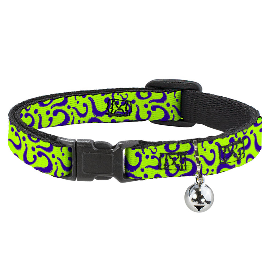 Cat Collar Breakaway - Question Mark Scattered Green Purple