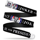 Joker Presidential Seal Full Color Black White Blue Red Seatbelt Belt - THE JOKER FOR PRESIDENT/Joker Presidential Seal CLOSE-UP Black/White/Blue/Red Webbing