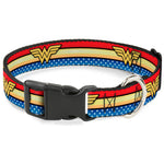 Plastic Clip Collar - Wonder Woman Logo Stripe/Stars Red/Gold/Blue/White