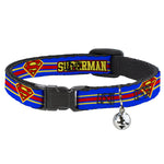 Cat Collar Breakaway - SUPERMAN Shield Stripe Blue Yellow Red