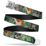 Posion Ivy Face Full Color Greens Seatbelt Belt - POISON IVY Poses/Comic Scenes Grays/Greens Webbing