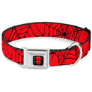 MARVEL UNIVERSE Spider-Man Full Color Seatbelt Buckle Collar - Spiderweb Red/Black