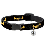 Cat Collar Breakaway with Bell - DC League of Super-Pets Batman Bat Logo Black Yellow