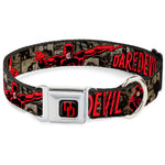 MARVEL UNIVERSE Daredevil DD Logo Full Color Black Red Seatbelt Buckle Collar - DAREDEVIL Action Poses/Comic Panels Grays/Red