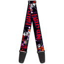 Guitar Strap - HARLEY QUINN Bomb Poses Suits Black Purple Red