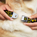 Batman Full Color Black Yellow Seatbelt Buckle Collar - Bat Signals Stacked w/CLOSE-UP Yellow/Black