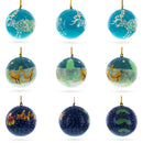 3 Santa and Reindeer Wooden Christmas Ball Ornaments