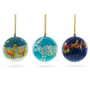 3 Santa and Reindeer Wooden Christmas Ball Ornaments