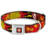 Flash Logo Black Seatbelt Buckle Collar - The Flash BOOM-KABOOM!