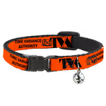 Cat Collar Breakaway with Bell - Loki Series TVA TIME VARIANCE AUTHORITY Text Orange Black