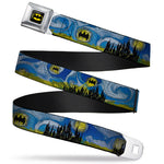 Batman Full Color Black Yellow Seatbelt Belt - Batman Dark Starry Night Webbing