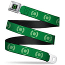 Green Lantern Logo CLOSE-UP Black Green Seatbelt Belt - Green Lantern Logo Weathered Greens Webbing