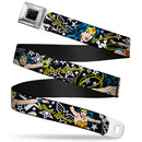 Wonder Woman Black Silver Seatbelt Belt - Wonder Woman/StarsÂ Black/White Webbing