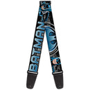 Guitar Strap - BATMAN Poses Bat Signal CLOSE-UP Black Grays Blues