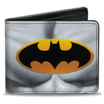 Bi-Fold Wallet - Justice Leaue Supreme Team Batman Chest Logo Grays Yellow Black