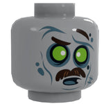 Zombie #5 Minifig Head w/ Mustache made using LEGO parts - B3 Customs B3 Customs 