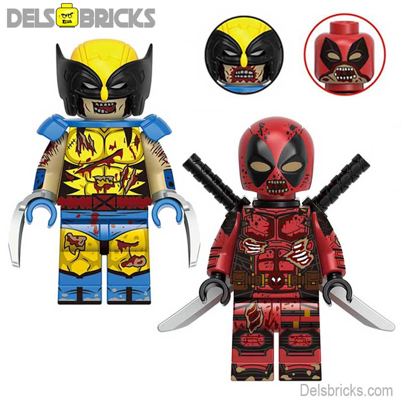 Zombie Deadpool & Wolverine SET OF 2 Marvel MCU Lego Minifigures Custom Toys