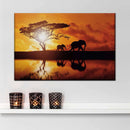 Elephant Silhouettes At Sunset Wall Art