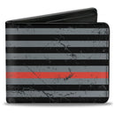 Bi-Fold Wallet - Superman Shield Thin Red Line Weathered Gray Black Red