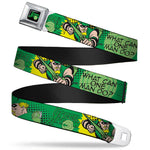 GREEN ARROW Logo Full Color Black Green Seatbelt Belt - GREEN ARROW Poses WHAT CAN ONE MAN DO? Greens/Black Webbing