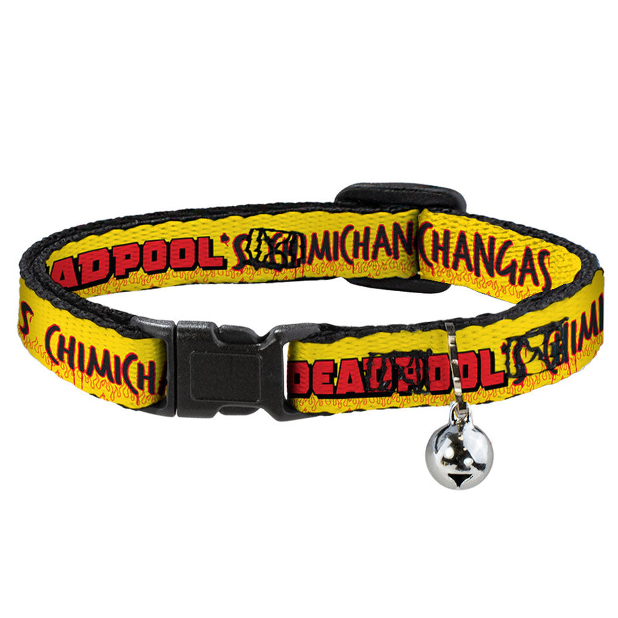 Cat Collar Breakaway - DEADPOOL'S CHIMICHANGAS Flames Yellow Black Red