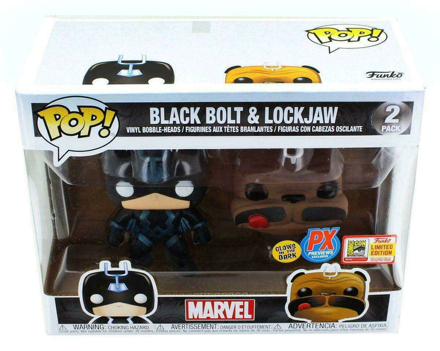 Funko Pop! Marvel 2-Pack: Black Bolt (Blue - Glow) & Lockjaw (Teleporting) (2-Pack) [SDCC] Action & Toy Figures Spastic Pops 
