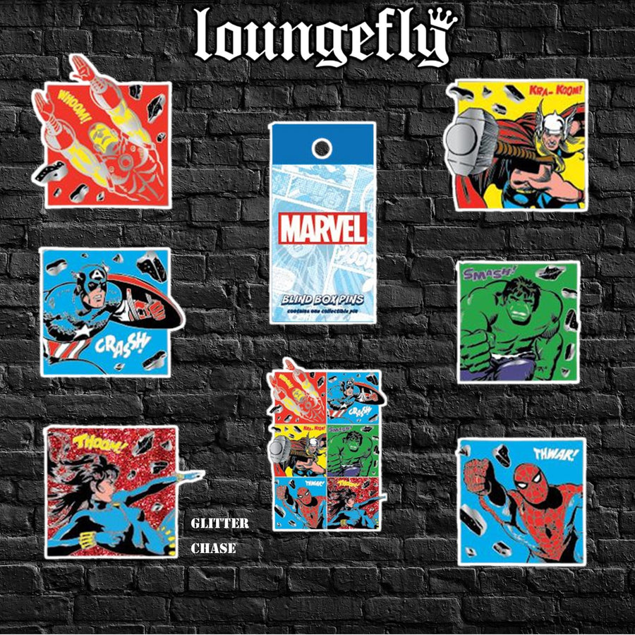 Loungefly Blind Box Enamel Pins: Marvel Comics Squares (Buy 12 for a SEALED Case) Spastic Pops 
