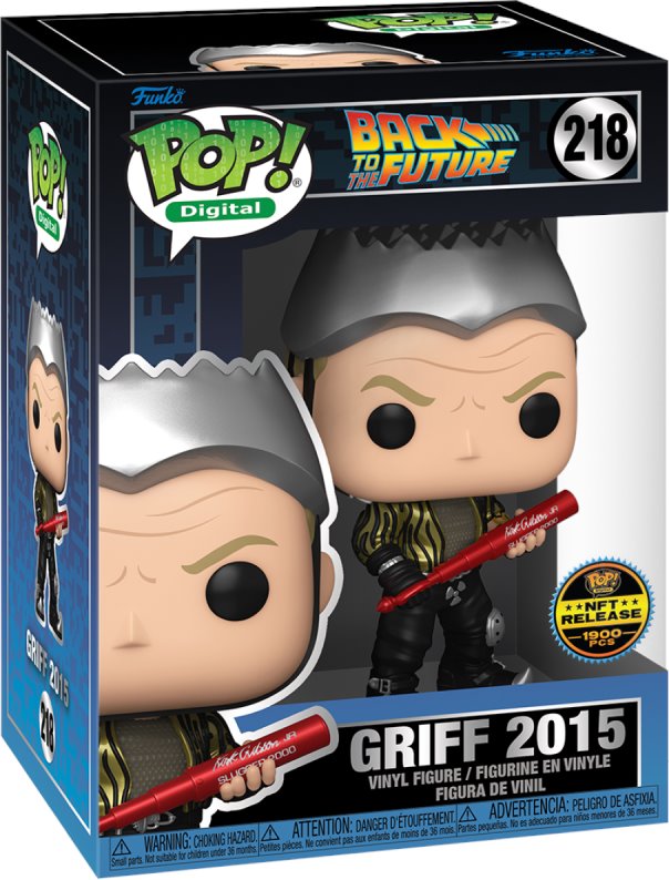 PREORDER (Arrival Q3 2024) BACK TO THE FUTURE X FUNKO SERIES 1 [Physical Item Only]: Pop! Digital NFT Release LE1900 [Legendary] Griff Tannen 2015 #218 Spastic Pops 