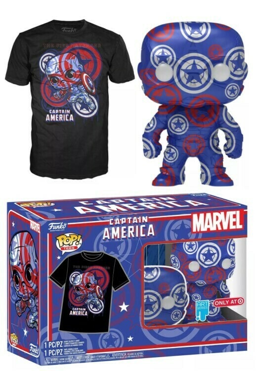 SEALED (SIZE LG) Captain America Art Series POP & Tee Set Spastic Pops 